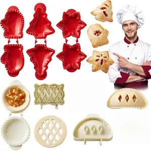2022 New Mini Hand Pie Molds Kit Set Valentine Gift of 6 Easy of Use One Press Autumn Cottage Pie Set Dough Presser Pocket Pie Molds for Valentine Gift (White3PC+Red3PC)