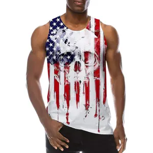 Vintage Graphic US Flag Tank Top Menswear, Sleeveless Tee Workout Top, Athletic Undershirts Breathable Vest, Casual Streetwear Man Outfit