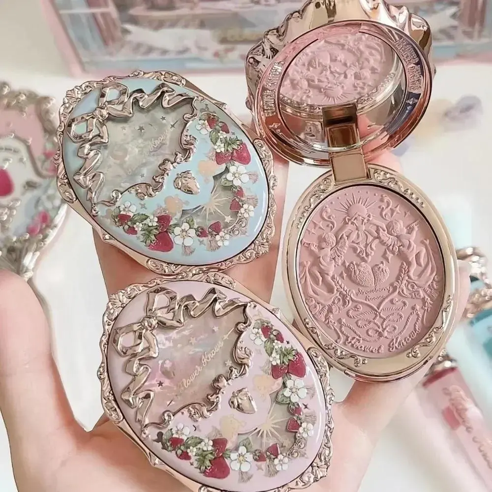 Strawberry Rococo Embossed Blush - Waterproof & Anti-Sweat Contouring Cheek Tint for a Natural, Brightening Makeup Look, Cosmetic