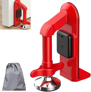 Non-Slip Portable Travel Door Security Alarm, 80dB Door Stopper with On/Off Switch, Quickly Place Under Any Door, No Tools Easy Install, Discreet Wedge for Bedroom, Bathroom, Hotel Room, Sound Warning When Door Opens, Red