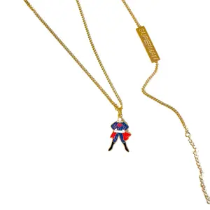 Necklace with Superman Charm and Gold Chain Simple Design Jewelry Piece Featuring Iconic Superhero Pendant