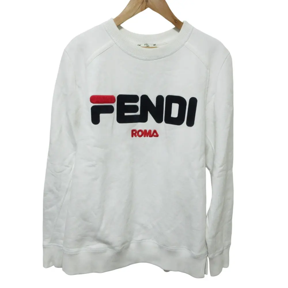 Pre-owned FENDI Cotton Small Leather Goods FILA Collaboration Logo Sweatshirt