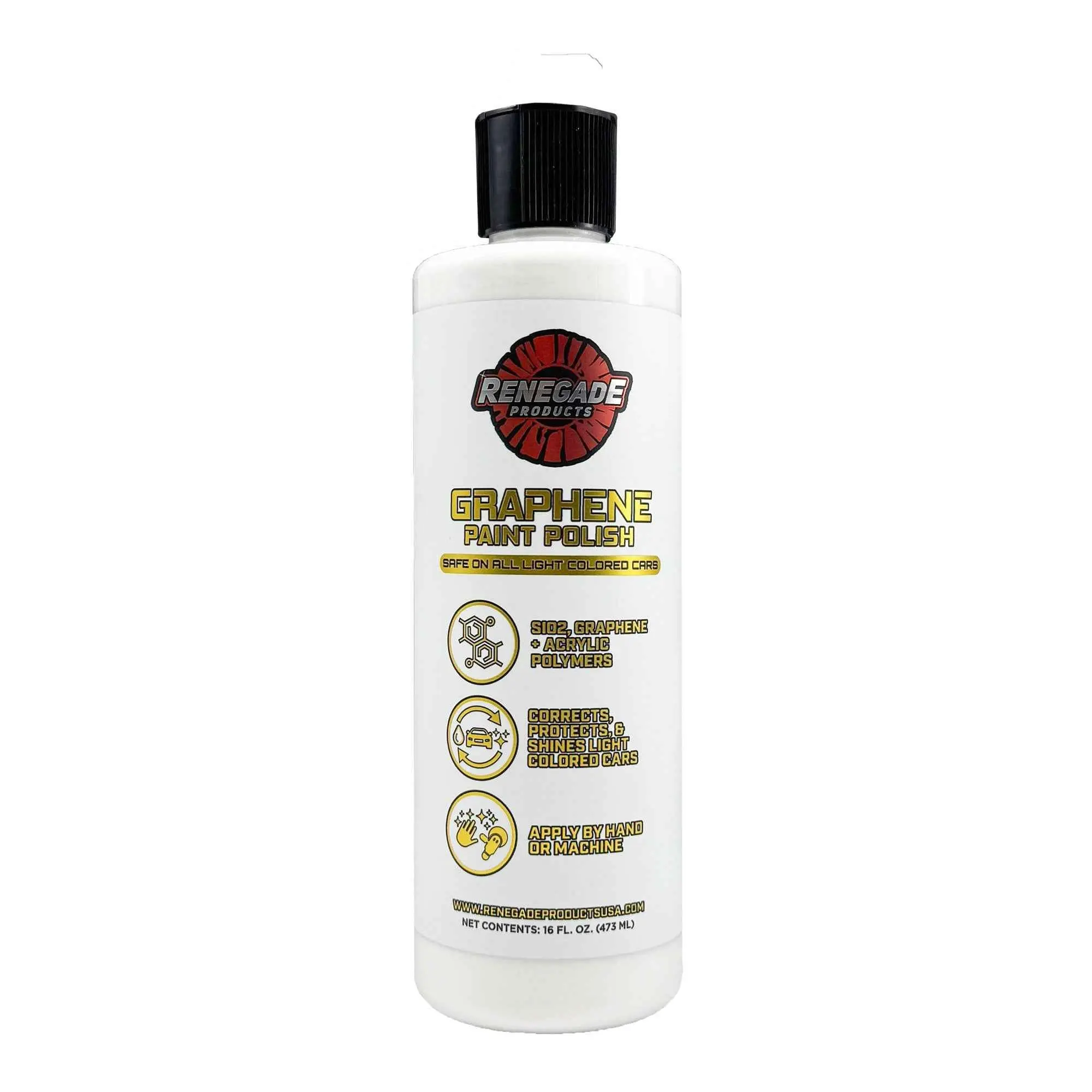 Renegade Products Graphene + Ceramic Light Paint Polish for White, Silver & Light-Colored Cars, Fine Scratch & Swirl Mark Remover, Gloss & Protection, 16 oz