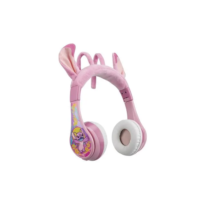 Disney Stitch Angel Cartoon Wireless Headphones for Kids, Stereo Audio Device, Adjustable Fit, Rechargeable, Detachable USB Cable, Ideal for Movies, Fold For Travel, Volume Reduced For Safe Listening
