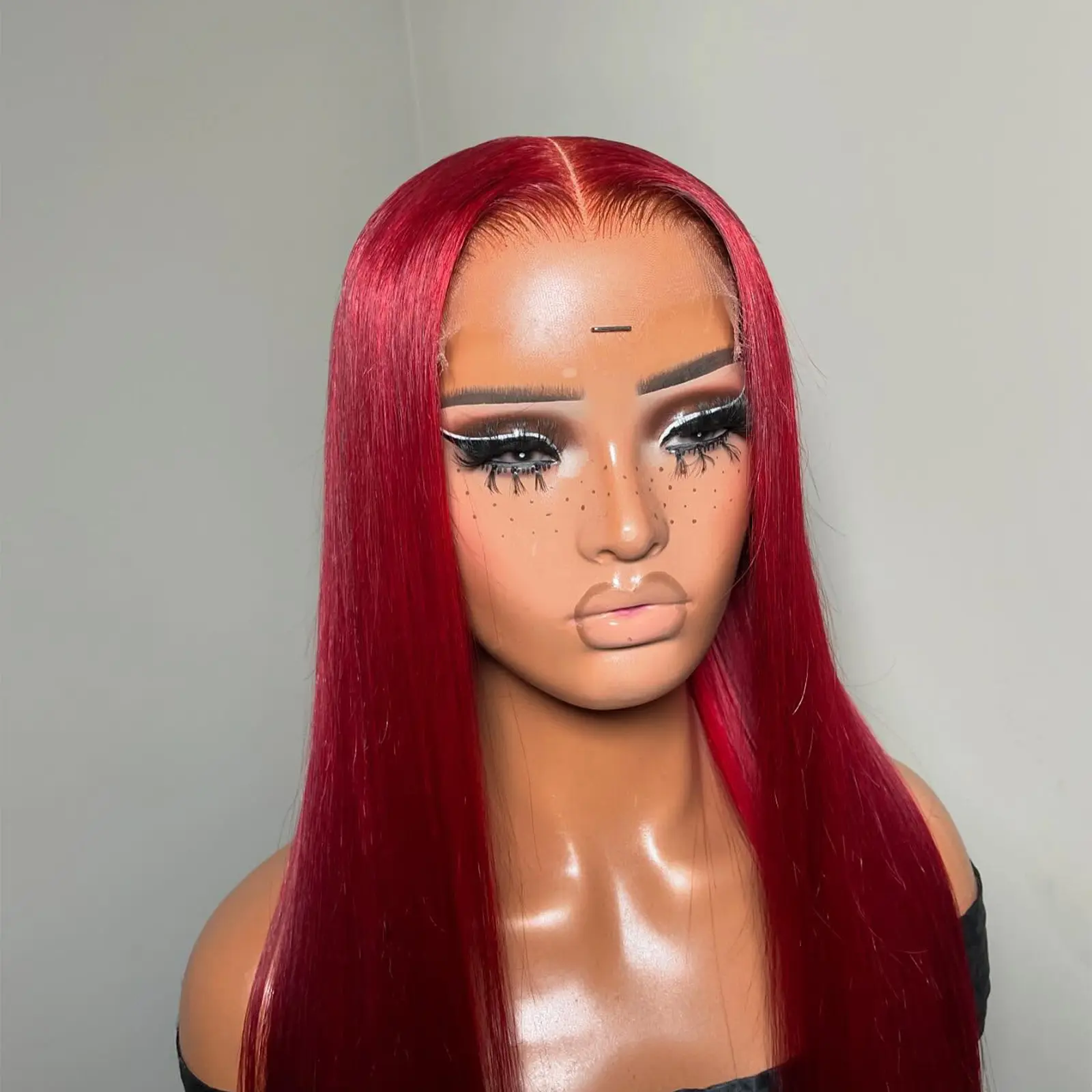 Aodbar hairs 99j Colored Wig Long Straight Hair 13*4 HD Transparent Lace Front Wig Synthetic Lace Wig Part Wig Long Burgundy Colored Straigth Wig for Women Heat Resistant Fiber Hair Glueless Synthetic Lace Wig Naturla Hairline Pre Plucked