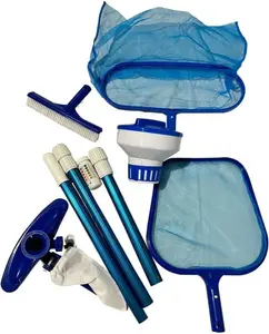 Above Ground Pool Maintenance Kit - Telescoping Pole, Leaf Skimmer Net, Vacuum Head, Pool Brush, Floating Chlorinator & Test Strips - Easy Clean Kit for Inflatable & Soft-Sided Pools