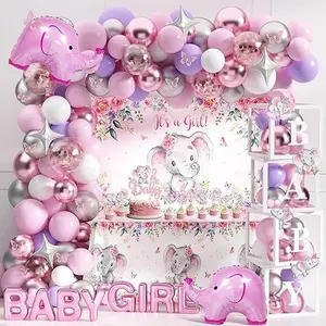 Elephant Baby Shower Decorations ,  Letters Elephant Balloon Garland Kit Elephant Backdrop Elephant Party Decorations It'S a Boy Baby Shower Decor( Blue)
