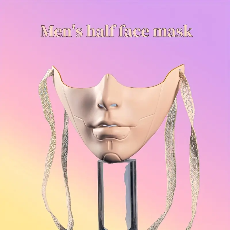 Adult Vintage Half-Face Plastic-Rubber Mask with Gift Box - Hand-Painted, Mechanical Aesthetic, Anti-Facial Recognition, Camera Protection, Hanfu Fashion Accessory, Earth Day Accessory, Accessories