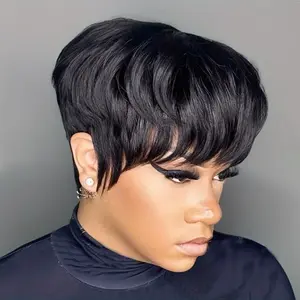 Pixie Cut  Hair Wigs Short Layered Pixie Cut Wigs for Black Women Natural Looking Glueless Chic Elegent Synthetic Hair For Women Natural 1B Color for Daily Use