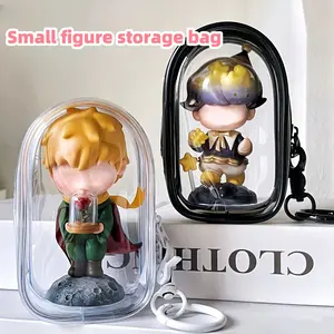 Transparent Dustproof Doll Bag, Mini Toy Storage Hanging Pouch, Portable Keychain Transparent Organizer, Fits Up to 3.94 Inch Figures