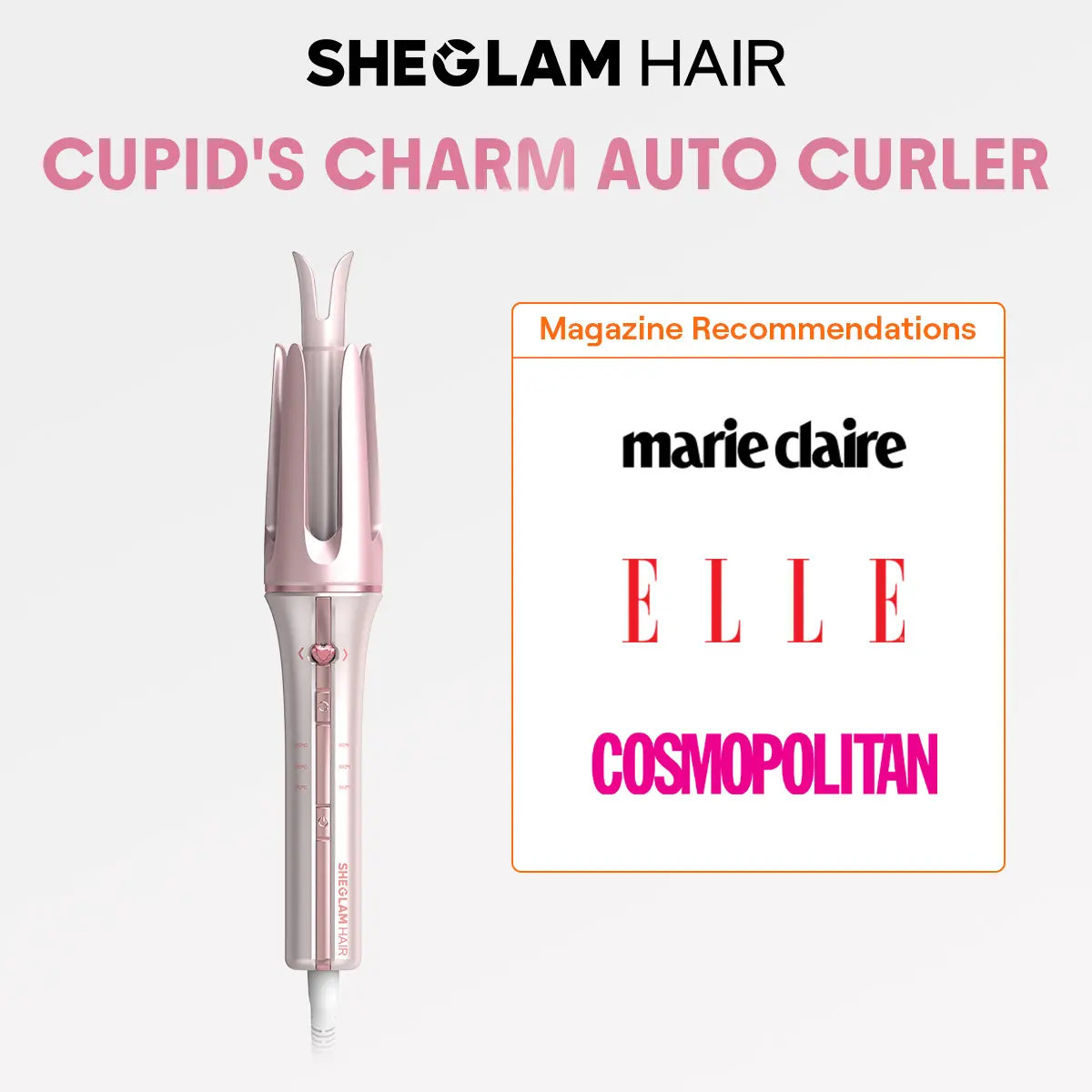 【Leah Ketab's Pick】SHEGLAM HAIR Automatic Curling Iron | 0.75 Inch / 19mm Curls | 3 Temperature Settings | 2-Way Rotation | Universal Voltage | GlossPro Ceramic Coating | Multiple Usage | Less Damage | Touch Instant Curler For Hair Styling