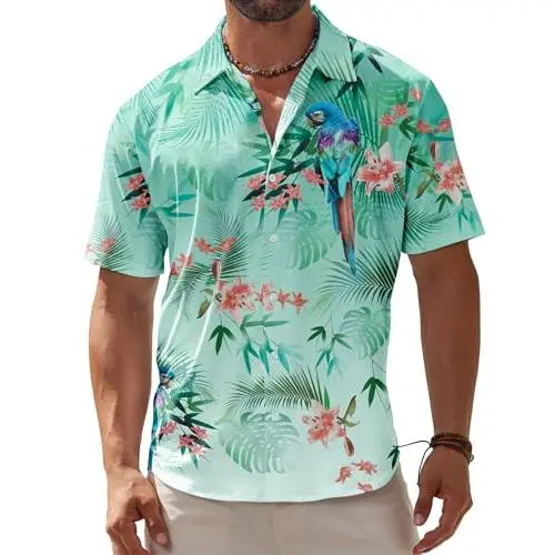 Parrot Flowers Leaves Green