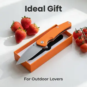 Orange Handle  Pocket  | D2 Steel EDC Utility Tool for Outdoor, Folding Hiking Knife Super Premium lightweight multi-functional|Daily surprise gift outdoorfun