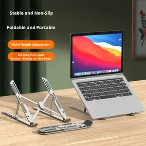 Adjustable Foldable Laptop Stand, Portable Metal Ergonomic Riser, Ventilated Cooling Notebook Holder, Multi-Function for Laptop & Tablet