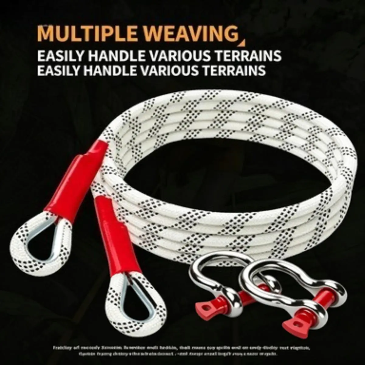 3 Ton 5M Heavy-Duty Tow Rope, Off-Road Recovery Tow Strap with D-Shackles, Emergency Towing Rope for Car/SUV/Truck Stretch Snatch Kit Kinetic Extreme