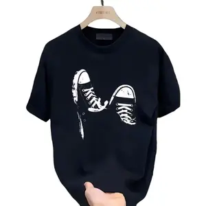 YZBEMC Summer New Simple Printed T-shirt Short Sleeves Round Neck Breathable Cotton Fabric Top Womenswear Day Soft Thick Tshirt Streetwear Crewneck Casual Shortsleeve Basic Fitted Minimalist Graphic Tee Boxy Fit Shirt Baggy Shirt Guys New Summer Clothes