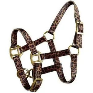 Foal/Mini size Premium nylon cheetah halter with brass hardware.