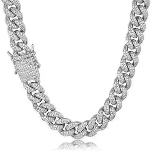 Sparkly Rhinestone Dog Chain Collar, Adjustable Cuban Link Pet Necklace for Dogs & Cats, Indoor/Outdoor Pet Accessories