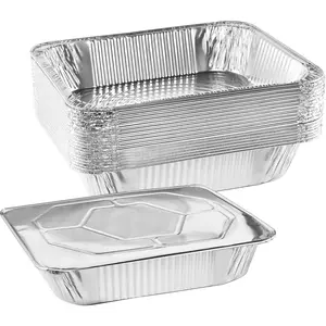 9x13  Pans With , Disposable Half Size Steam Table Foil Pans for Catering, Baking, Roasting, Buffet Trays,  Containers - (10 Pack)