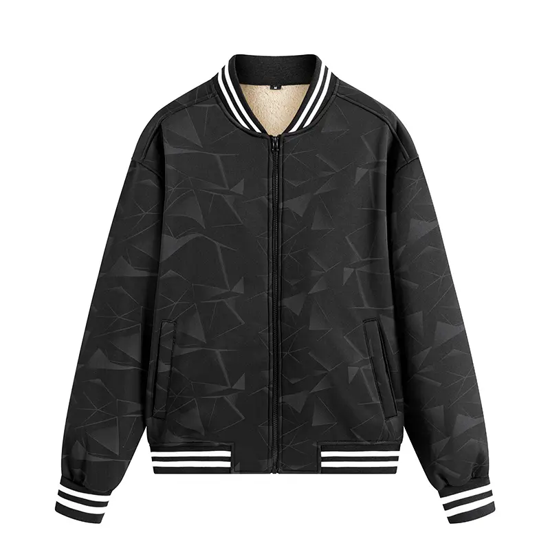 Men's Black Shearling Flying Jacket - Thick Fleece-Lined Outerwear with Loose Casual Fit, Open-Front Design for Casual Party, Everyday Wear