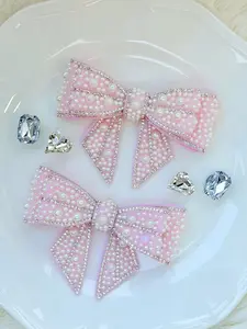 6 Piece Hole Shoe Buckle Set Pearl Bow Rhinestone Style Sweet Girl Fashion Accessories for Hole Shoes Decoration Shoe Charms Set Decorative Shoe Accessories