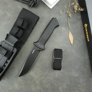 Outdoor 08719 Tactical Fixed Blade Knife, with high hardness black-coated 8Cr13Mov blade, anti-slip rubber and plastic handle. A high-quality knife for practical use in outdoor survival, camping and hiking.