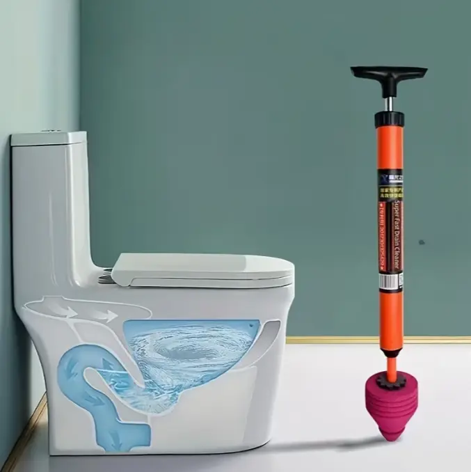 Toilet Plunger - Heavy-Duty Air Pressure Toilet Drain Cleaner, Pipe Unclogger - Toilet Suction Cup - Sink And Shower Clog Remover - Efficient Bathroom Unclogging Equipment - Ergonomic Handle Design