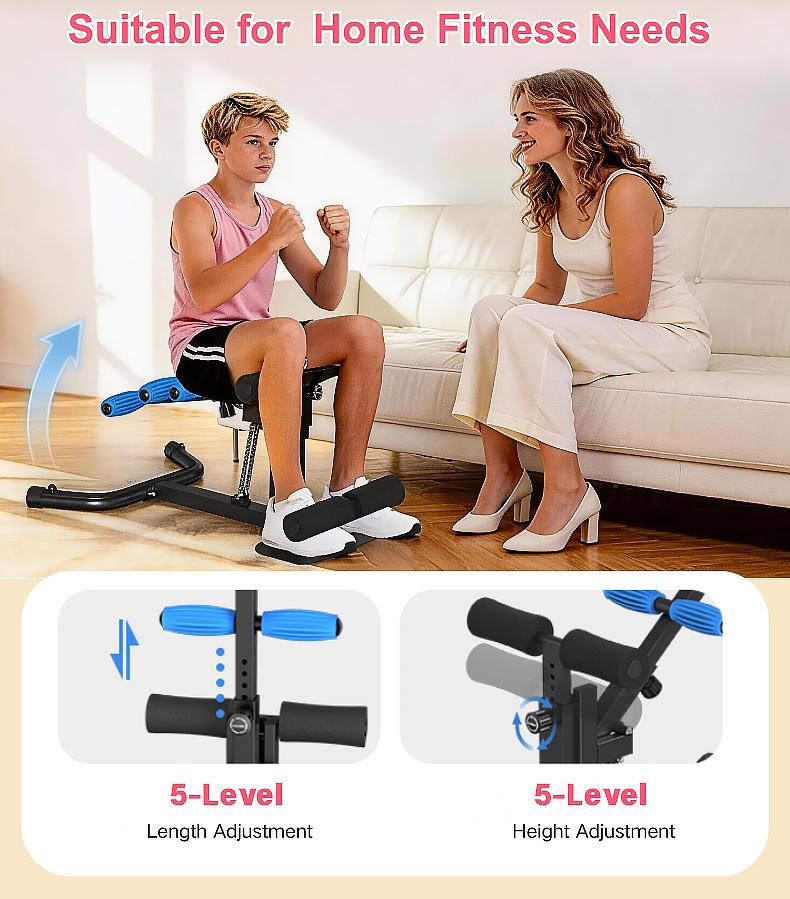 RELIFE Deep Squat Machine Adjustable Glute Trainer, Home Gym Leg & Core Workout Equipment with Resistance Bands, Ab Bench Sit-Up Trainer & Push-Up System