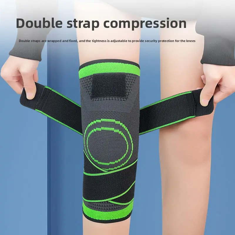 Professional 3D Knit Fabric Knee Pads - Unisex, Durable & Long-Lasting, High Elasticity, Dual Adjustable Compression Straps, Circular Pad, Non-Slip Nylon, Breathable, Customizable Fit, Anti-Injury Protective Gear for Hiking, Gym Sports, Daily Wear, Custom