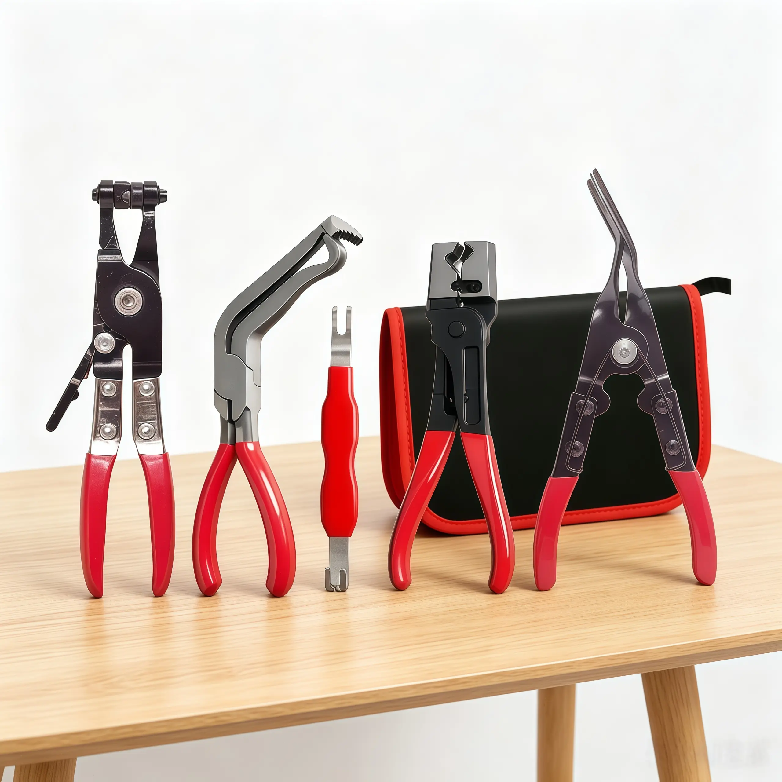Automotive Electrical Disconnect Pliers Kit - High-Carbon Steel 60° Connector Separator, Auto Repair Hose Clamp, Car Trim Clip Removal Pliers & Plug Release Tool with Free Storage Bag
