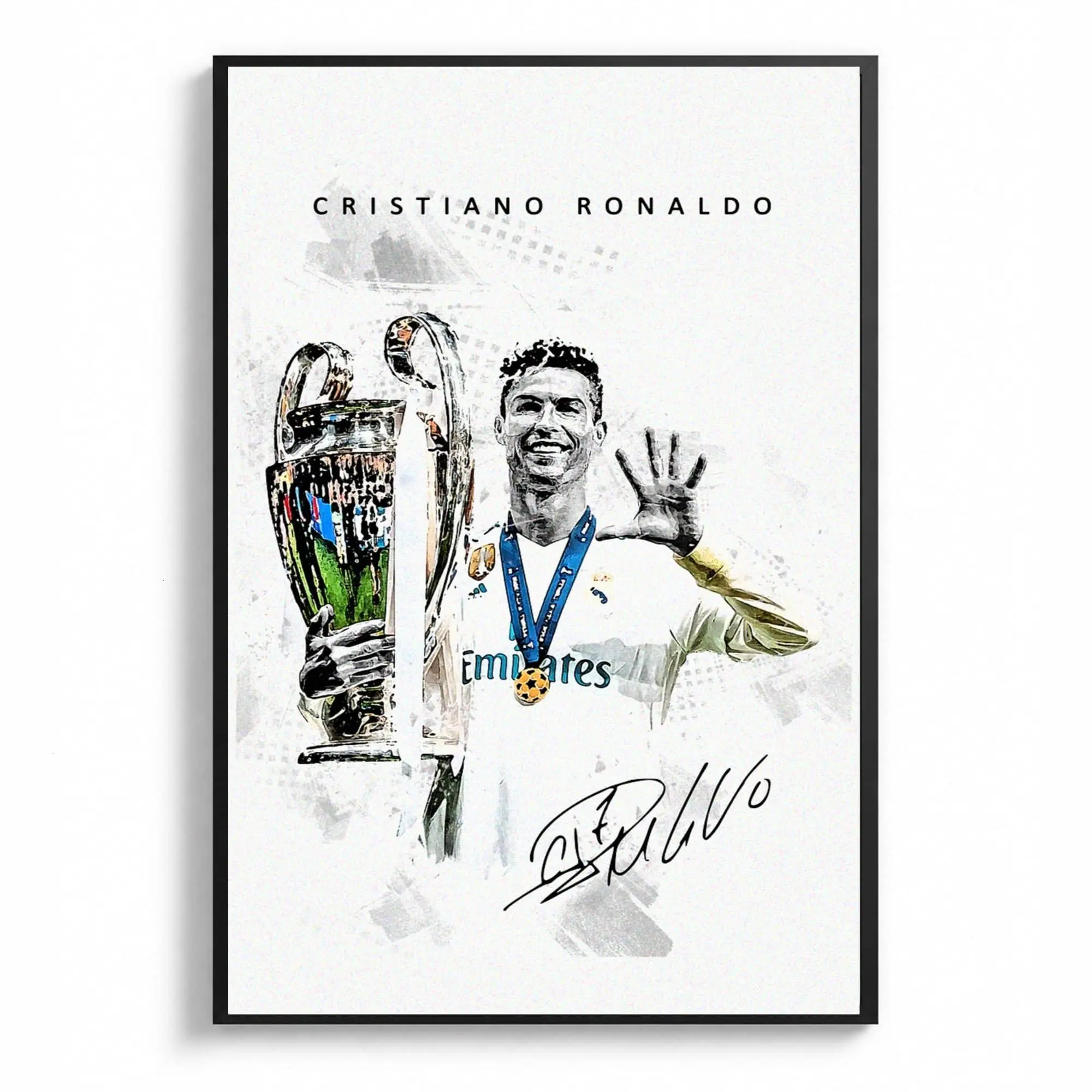 Ronaldo Champions League Celebration Poster, Football Soccer Gift CR7, CR7 Fans Gift ( Unframed - Print Only )