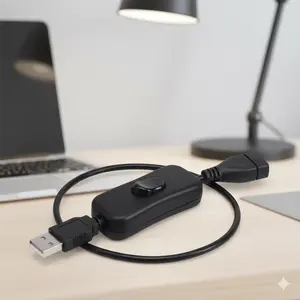 USB Extension Cable with Switch, Portable Power Adapter for LED Lights Strips, Desk Lamps & Small Devices. Plug & Play Universal Charging Control Cord for PC Accessories, Tools & Illumination Equipment.