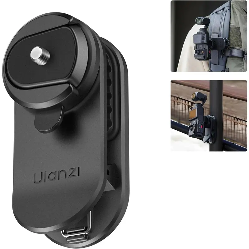 ULANZI CK02 Clip & CK01 Magnetic Mount Stand, Camera Accessory with 1/4" Thread Screw, Quick-Release Backpack Clip for DJI Osmo Pocket 4/3 & Action Cameras