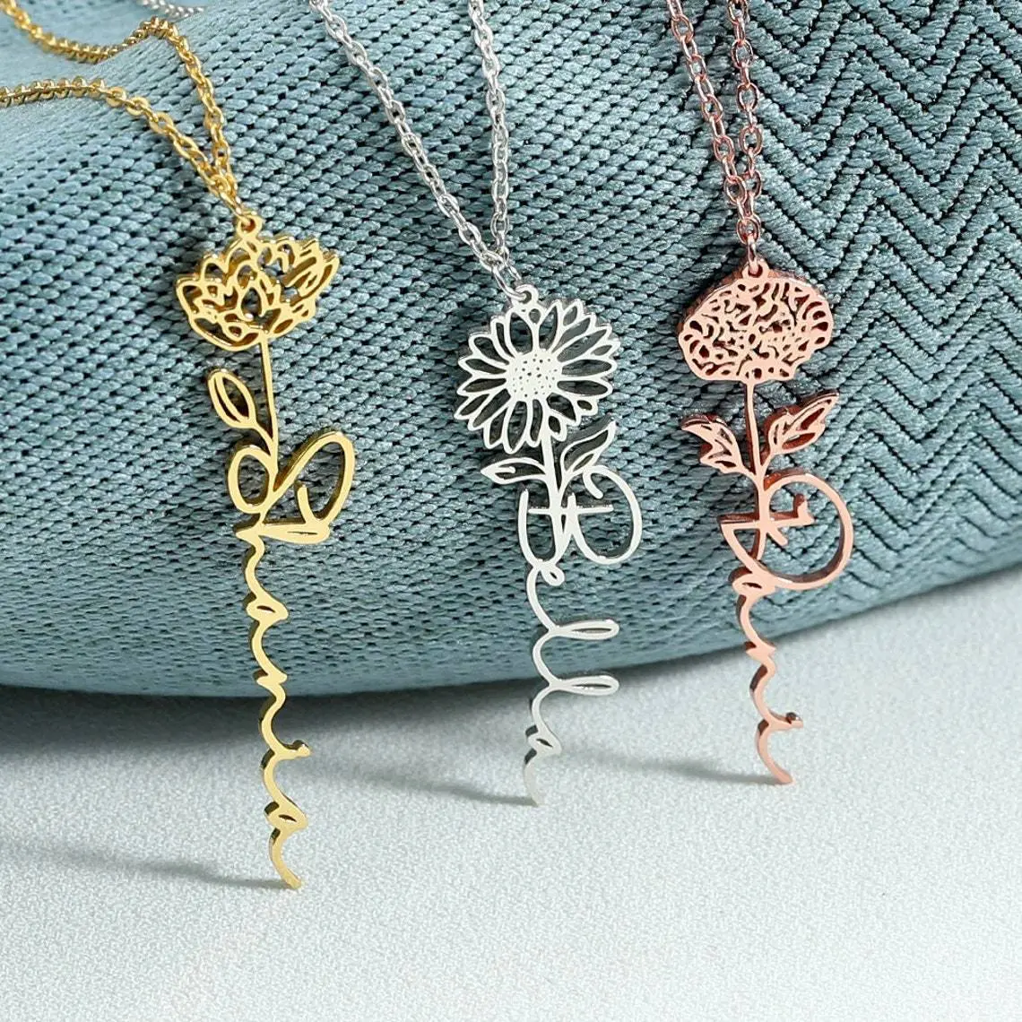Women's Birth Flower Copper Necklace - Artificial Zircon Heart Charm Casual Jewelry, Birthday & Mother's Day Commemorative Gift