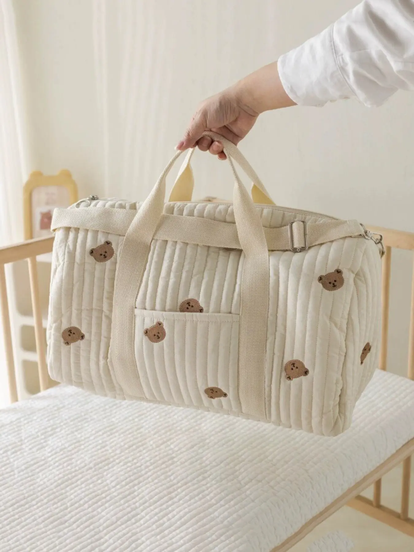 Large Capacity Bear Diaper Bag, Multifunctional Travel Handbag for Pregnant Women, Cute Cartoon Lightweight Mommy Bag, Mummy Bag, Ladies Travel Backpack, Diaper Bag Purse