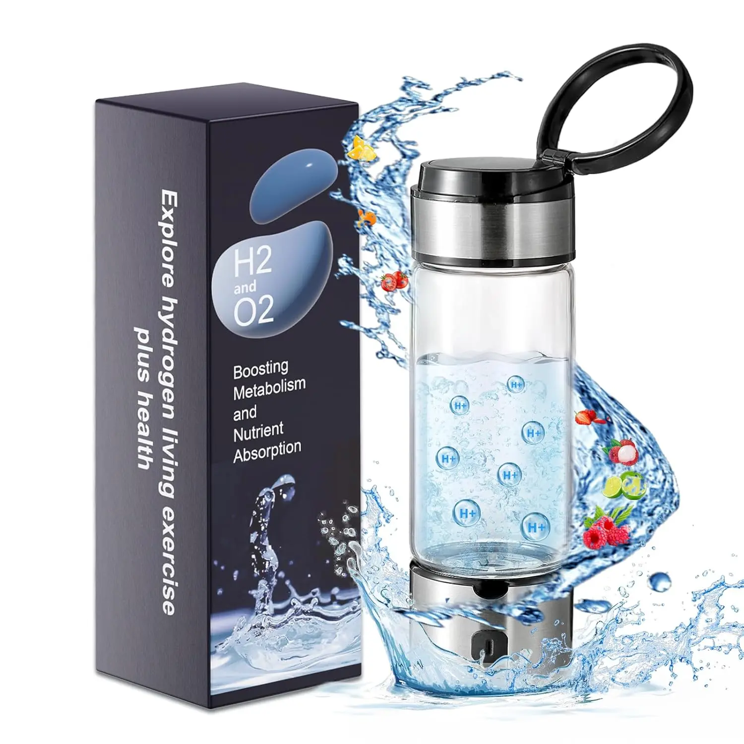 Hydrogen Water Bottle Generator, Hydrogenated Water Bottle with SPE PEM Tech, Portable Hydrogen Water Machine, Hydrogen Bottle, Ionized Hydrogen Water