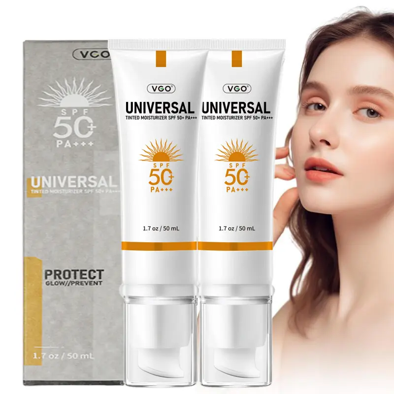 VGO Tinted Sunscreen for Face and body, Universal Tinted Moisturizer sunscreen, Universal Protective Tinted Sunscreen SPF 50, Non-Sticky, Lightweight, Uv Sunblock