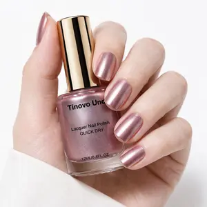 Tinovo Uno Metallic Rose Gold Nail Polish Quick Dry No LED Required 12ML Salon Quality for Nail Art DIY Enthusiasts Daily & Date Use