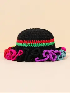 Handmade Crochet Ruffle Hat Cute Y2K Retro Style, Soft & Sticky Lace Design, Perfect for Trendy, Unique Accessory Addition, Gifts