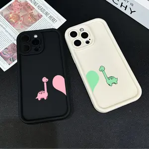 Phone case with a small green dinosaur.Anti-drop TPU cases for iPhone 17 16 Pro Max, 15, 14, 13, 12, 11, lightweight and durable, MX166