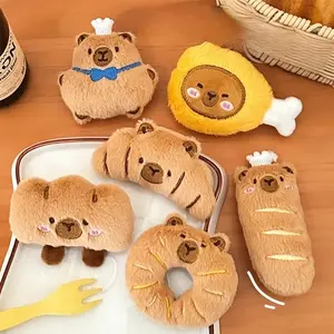 1PC Adorable Capybara Plushie Keyring Funny Bread Topper Anime Style Fluffy Hanging Toy Cute Food Themed Decor Accessories for Teens