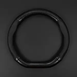 PU Leather Car Steering Wheel Cover, Universal Non-slip & Breathable D-type Car Steering Wheel Protector, Fashion Car Interior Accessories for 37cm/14.57inch-38cm/14.96inch