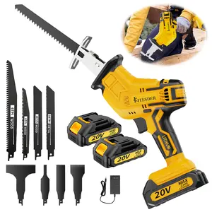 KITESDER 20V MAX Cordless 1-Handed Reciprocating Saw Kit, Brushless Motor, Stepless Speed Regulation, Tool-Free Blade Change, 8 Blades for Metal/Wood/PVC Cutting, Wireless Hand Saw
