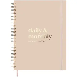 Large Daily Planner with Hourly Schedule, 8.5" x 11" Undated 6-Month Planner for Productivity, Full Page a Day, 2025-2026 Calendar, , Time Blocking, Beige Aesthetic Hardcover Spiral Notebook
