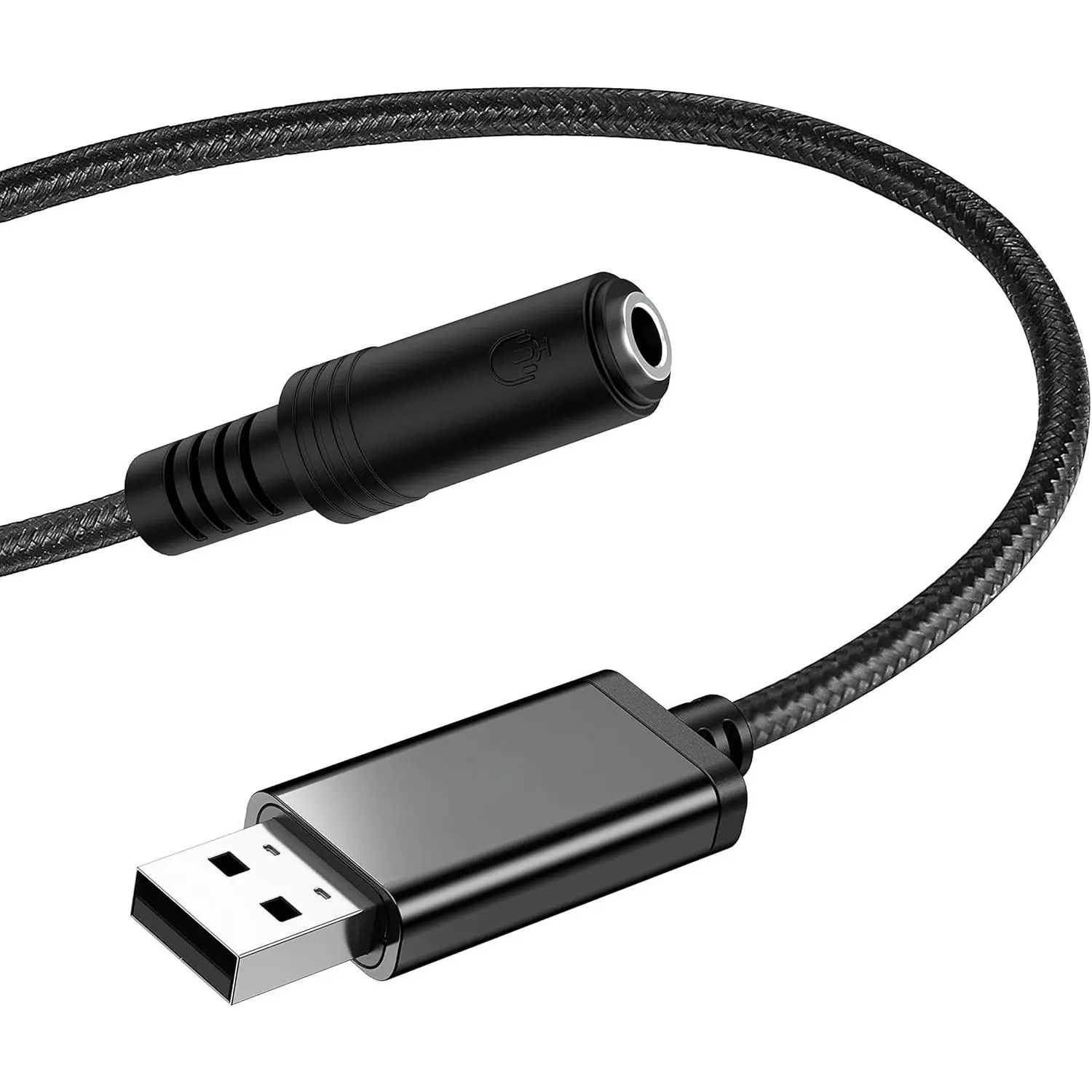 USB Headphone Adapter, External Sound Card with TRRS 4 Pole Jack, Mic-Supported USB to 3.5mm Audio Apdater for PC PS4 PS5 and More [9.8 inch]
