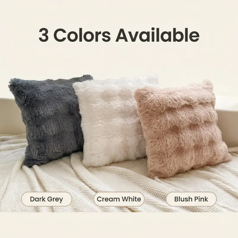 Minimalist and Luxurious E-commerce Product: Kasutos Long Rabbit Fur Plush Pillow, Luxurious Cushion for Sofa, Modern Minimalist Style