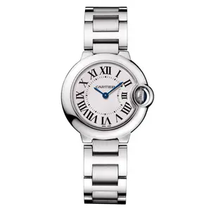 Cartier Ballon Bleu W69010Z4 with aftermarket diamond-set bezel  28mm  White dial Stainless steel WHP038232