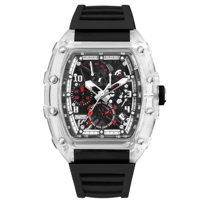 【Buy 2 get 1 free】Men's quartz  with a mechanical casual fashion sporty fully automatic quartz hollow luminous waterproof barrel-shaped men's . jamtangan pria 2025 watch