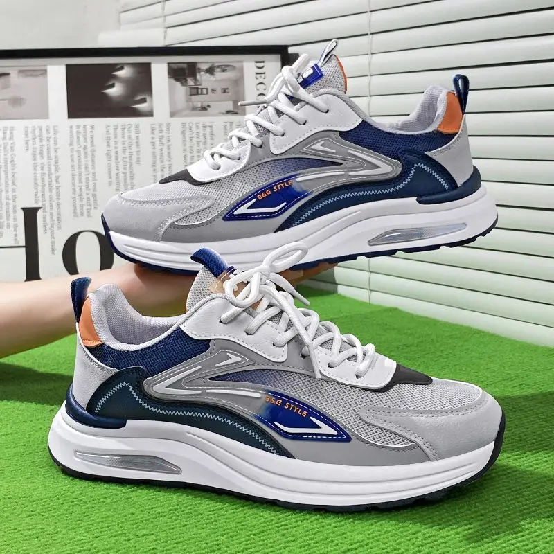 Men's 2024 Summer Lace-Up Casual Trainers - Breathable Thin Mesh Cloth Running Dad Shoes, Slip Resistant Shoes