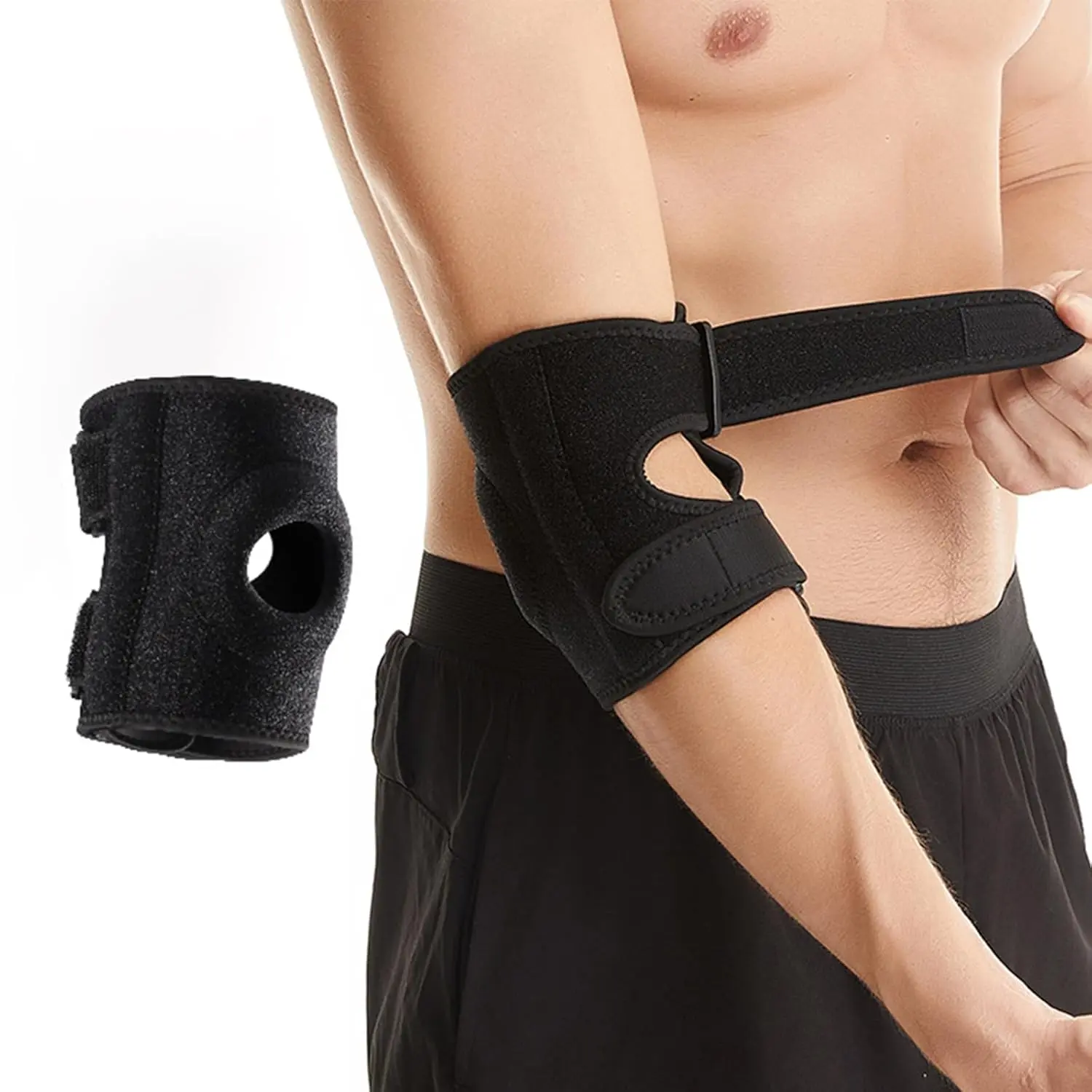 Adjustable Elbow Brace, Breathable Neoprene Compression Sleeve for Men & Women, Ambidextrous Support for Tennis Elbow, Tendonitis & Arthritis Pain Relief, Ambidextrous Elbow Braces